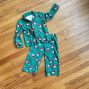 Just One You by Carter's 3T Green Santa Xmas Pjs Button Top and Pants 2pc